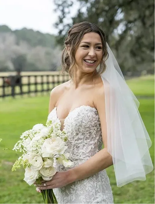 Cinematic shot of a bride captured by a wedding videographer