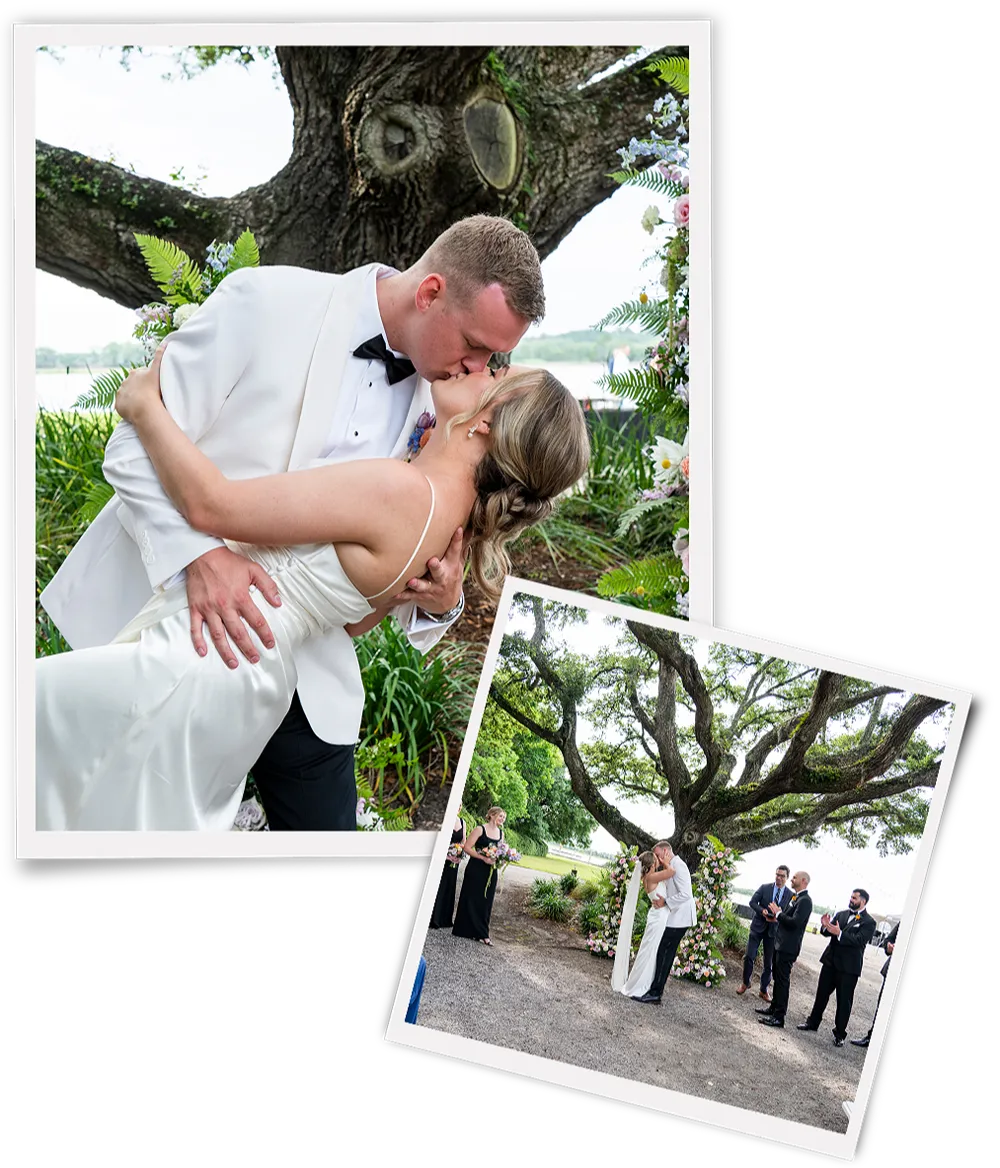 A happy couple posing in a garden, reflecting the trusted experience of White Creek Weddings photographers